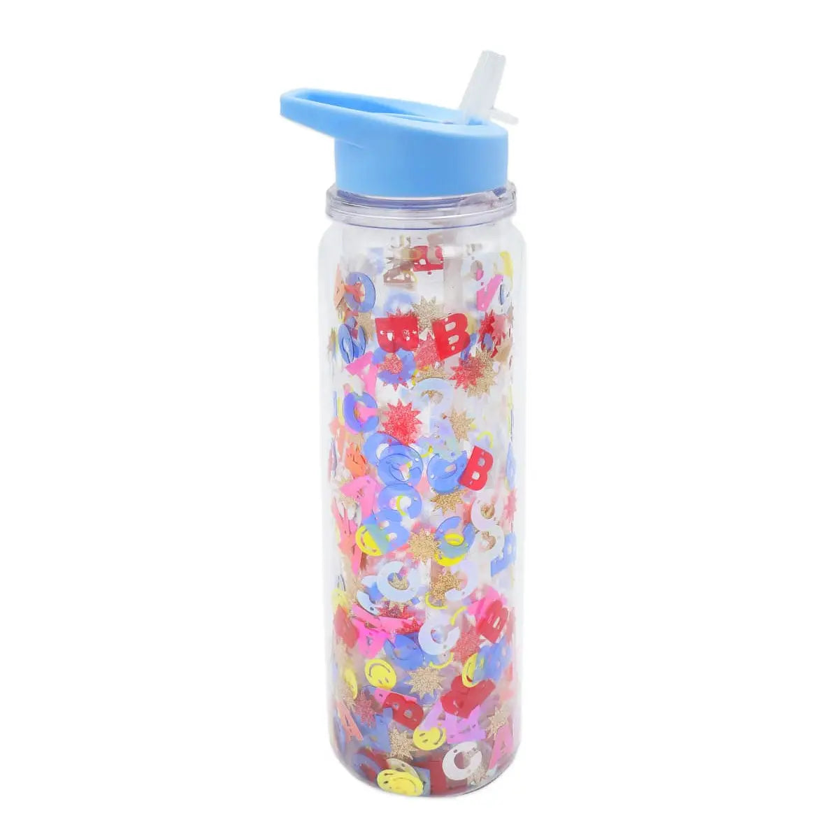 Confetti Party Water Bottle with Straw