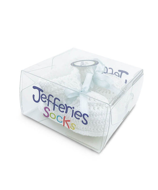 Jefferies Socks Hand Crochet Blue Ribbon Bootie