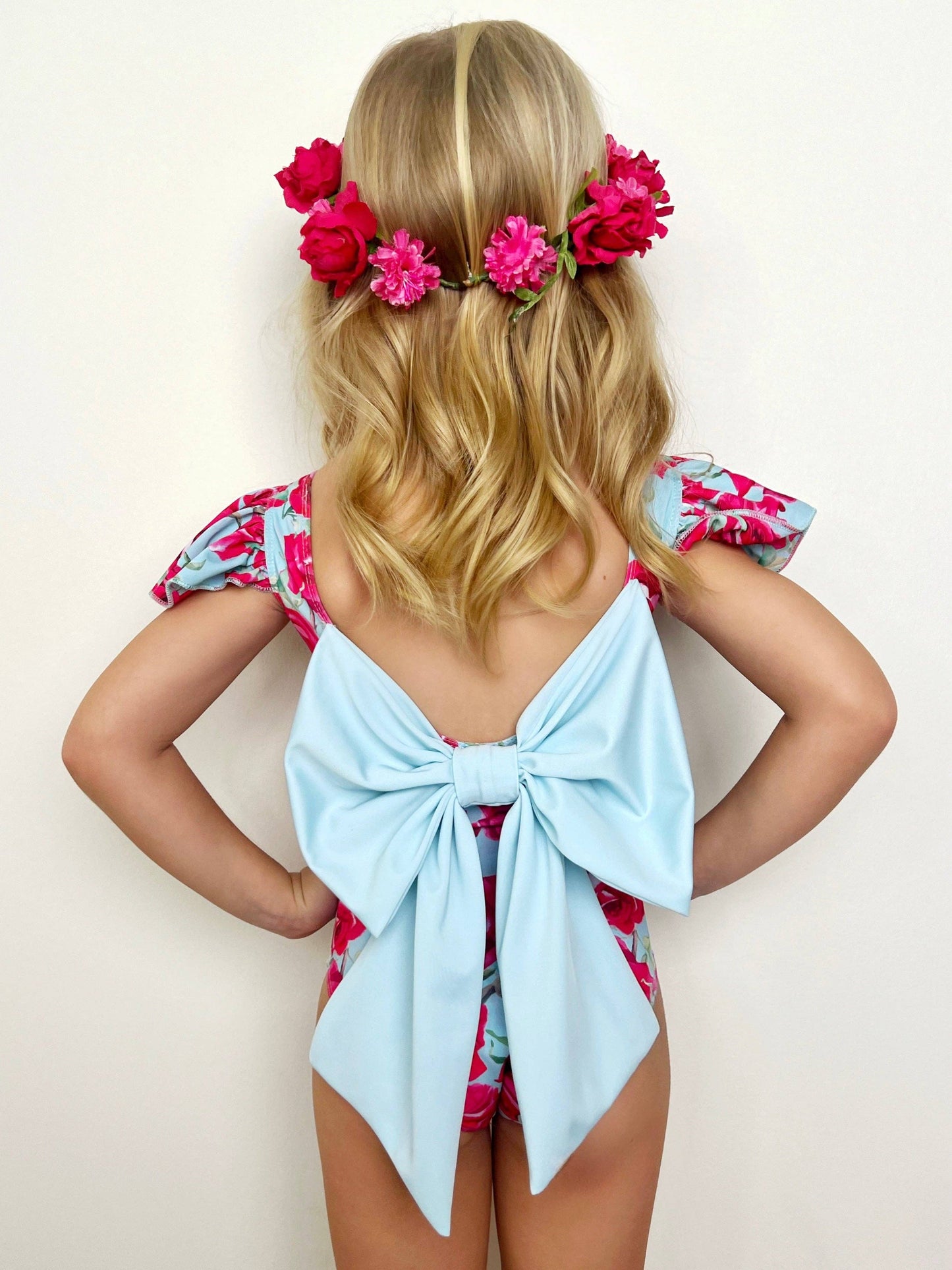 Sun-Kissed Blooms Flutter Sleeve Floral One Piece Swimsuit