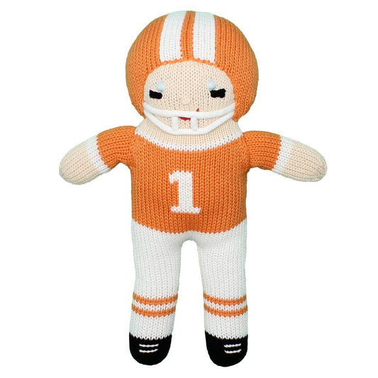 Zubels Football Player Knit Dolls: 7" Rattle / Orange/White