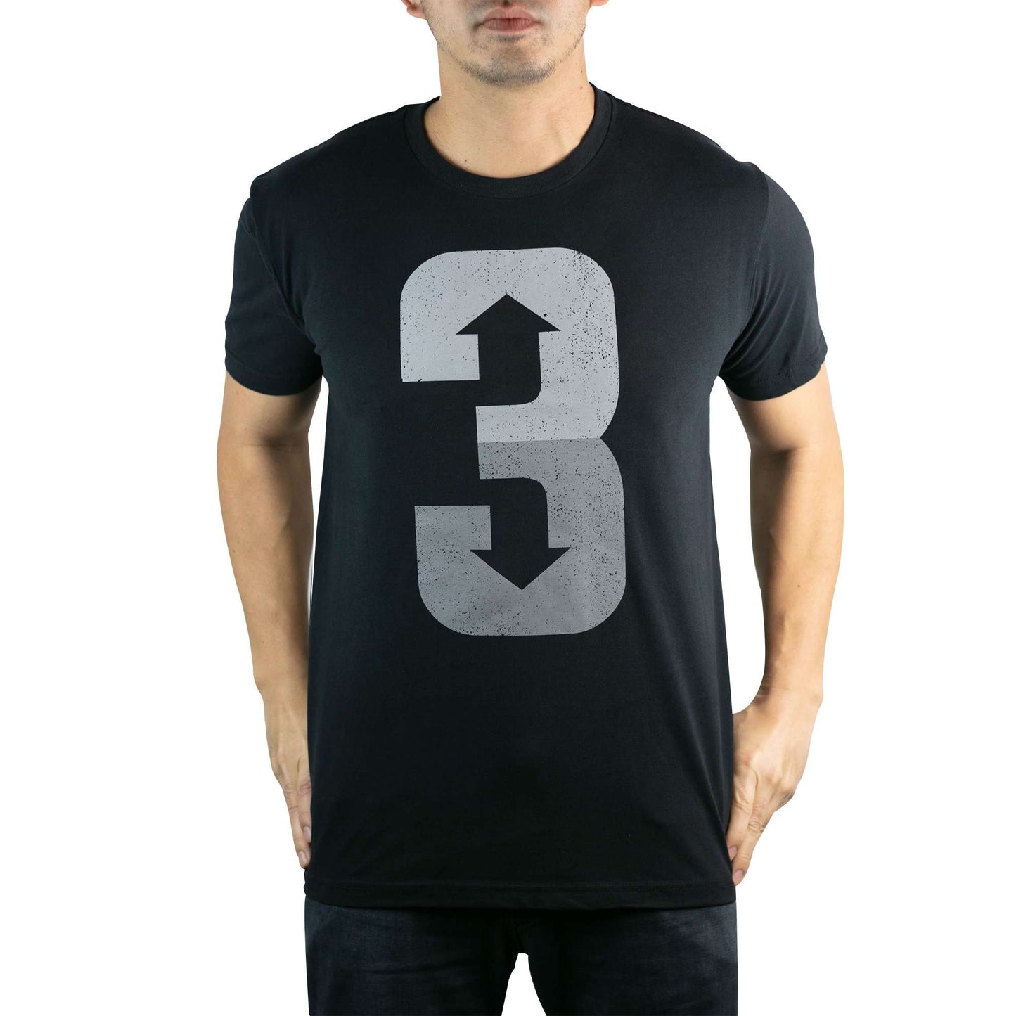 3 Up 3 Down (Black) - Men's Tee: Large