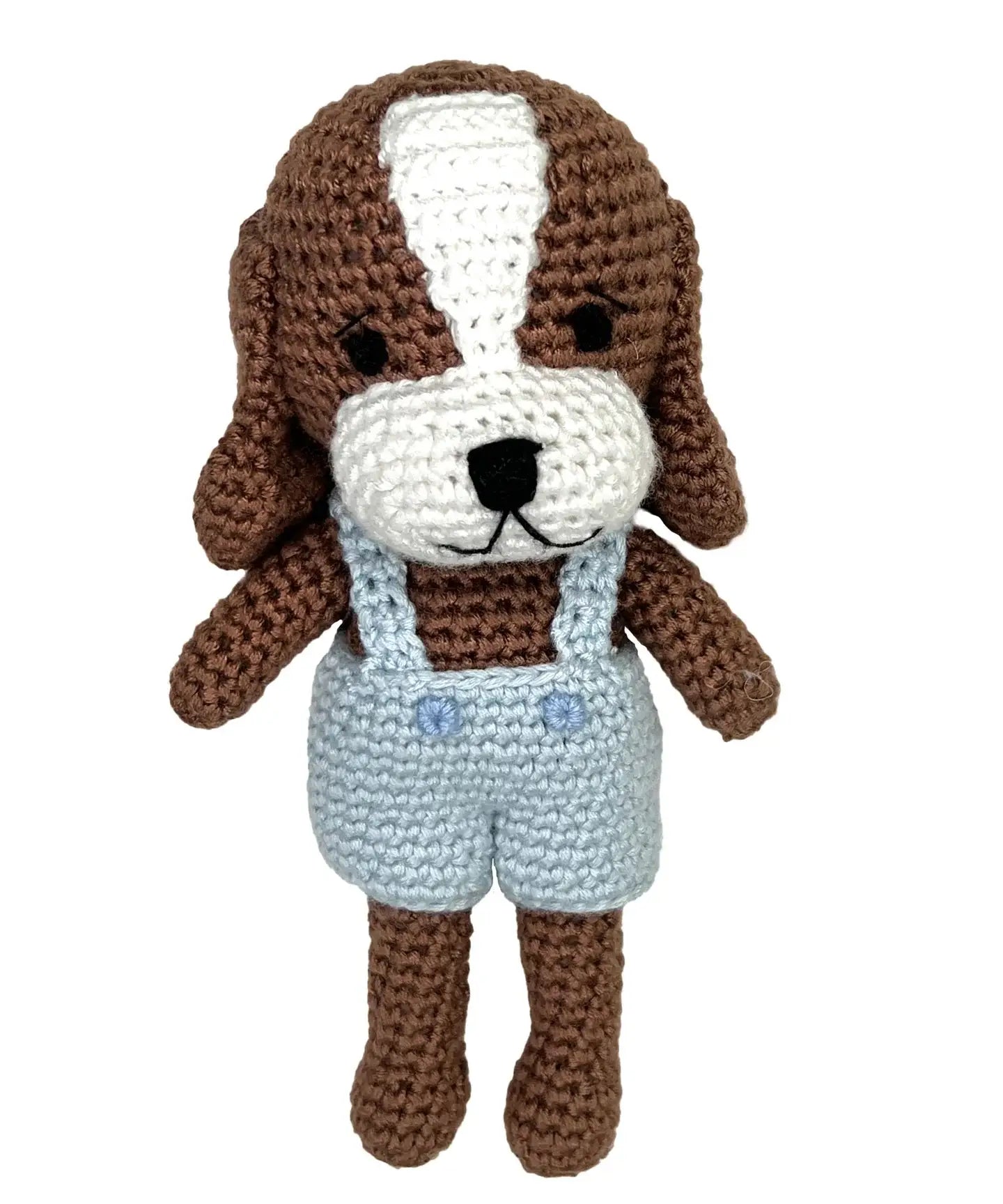 Dog Bamboo Crochet Rattle - Blue: 5" Rattle