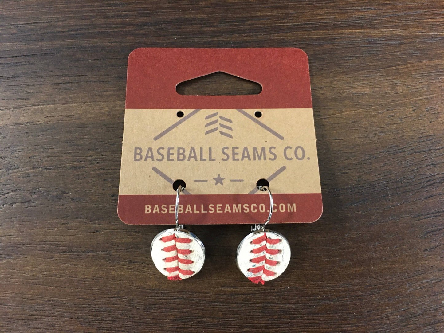 Baseball Seam Earrings: Silver (French Lever Back)