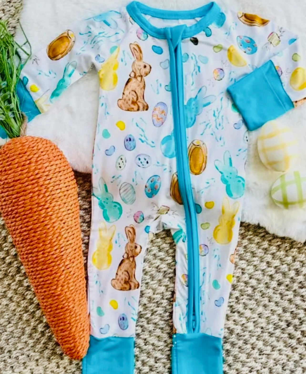 Easter Candy Blue Zip Pajamas