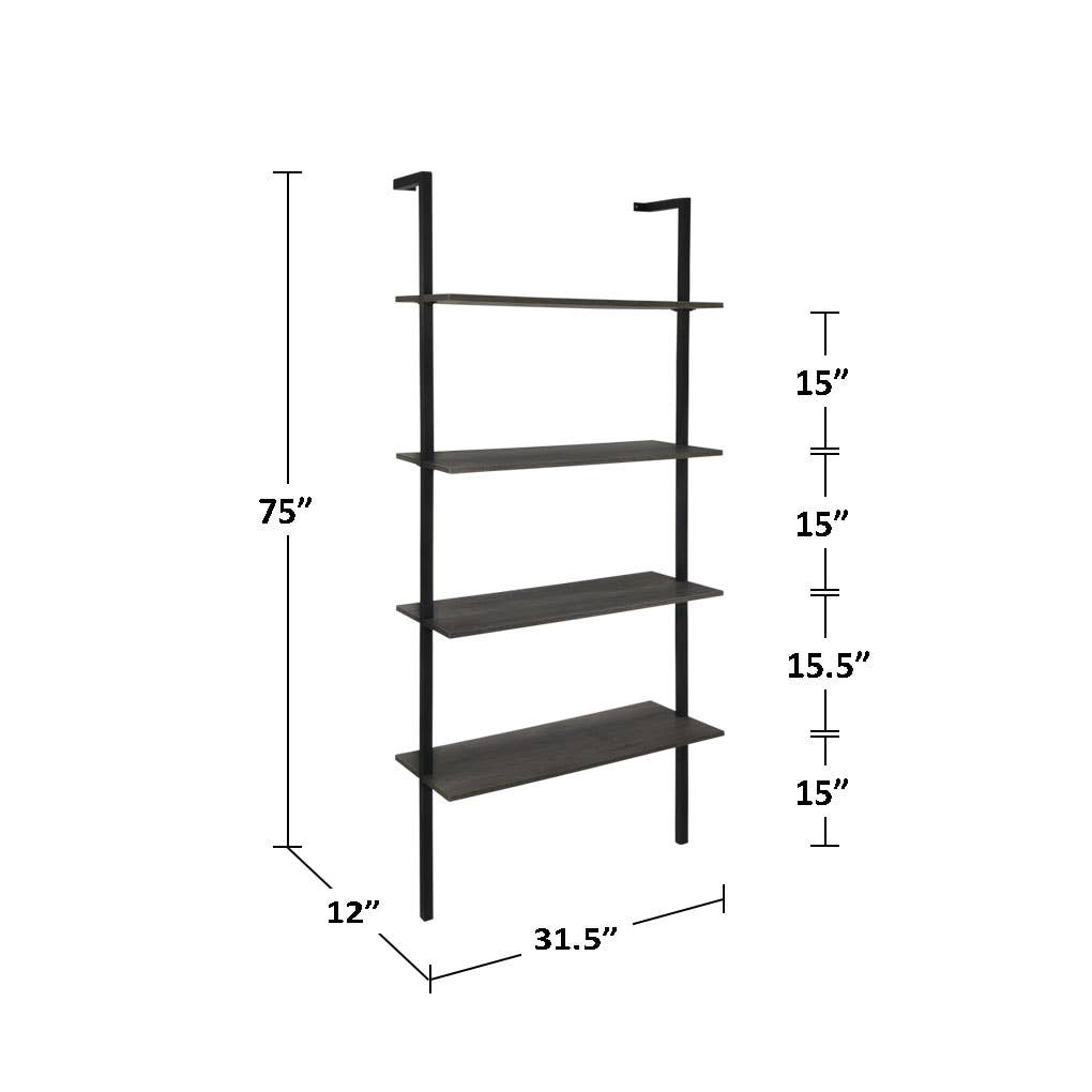 4-Tier Wall Stand Modern Bookcase (Black): Black