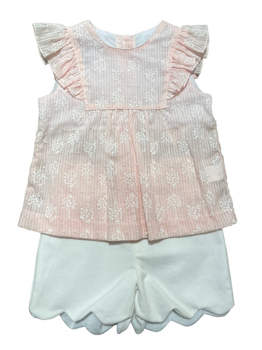 Anavini Pink Voile Girls Blouse Set
