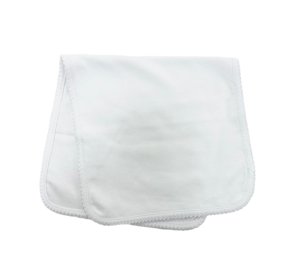 Bayou Blanks White Trim Burp Cloth-White