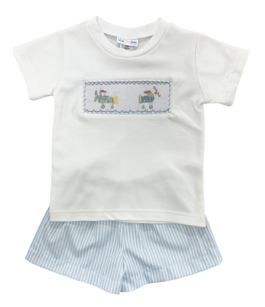 Lulu Bebe Tom Airplane Short Set