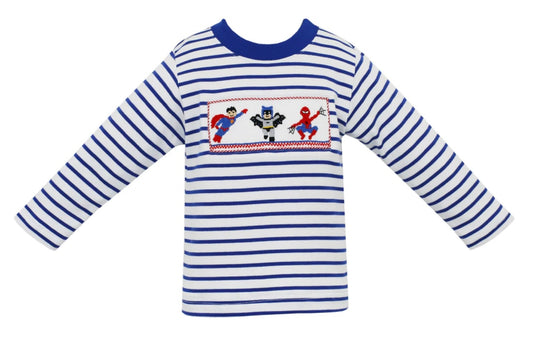 Supe Hero blue & white stripe shirt