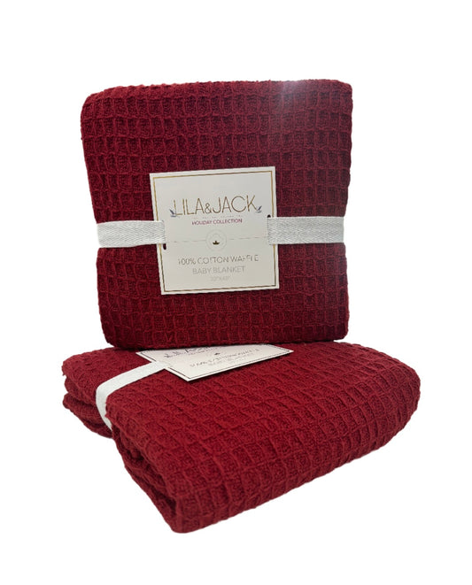 Lila & Jack Waffle Blanket-Red