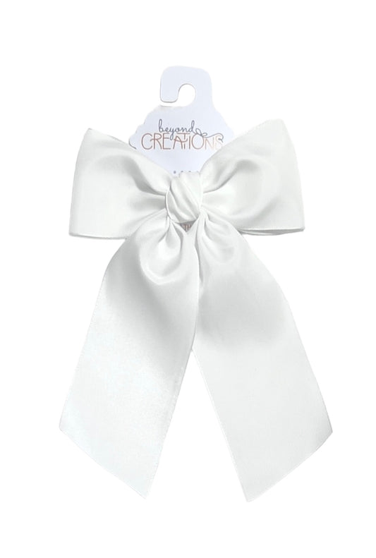 Beyond Creations White Opaque Satin Bow