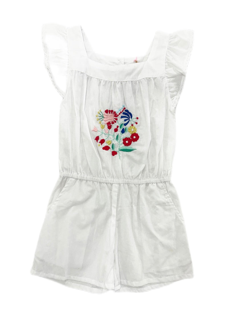 Bela & Nuni White Jumpsuit w/Floral Embroidery