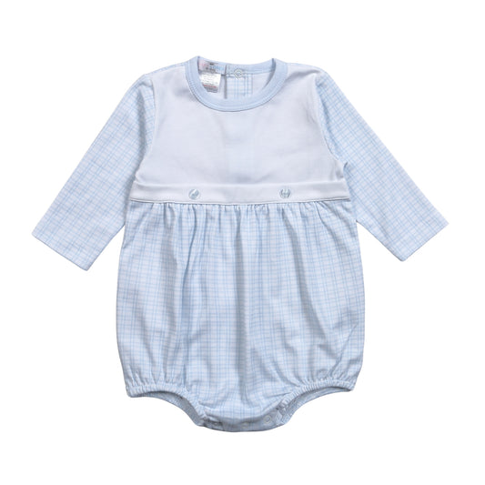 Baby Loren Blue Plaid Pima Bubble