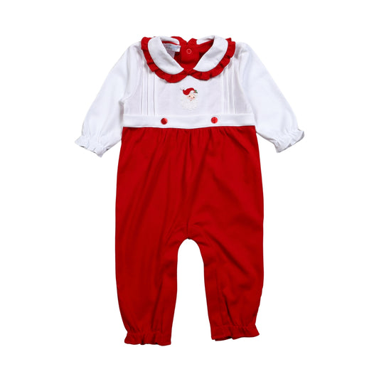 Baby Loren Santa Claus Hand Embroidered Pima Romper (Girl)