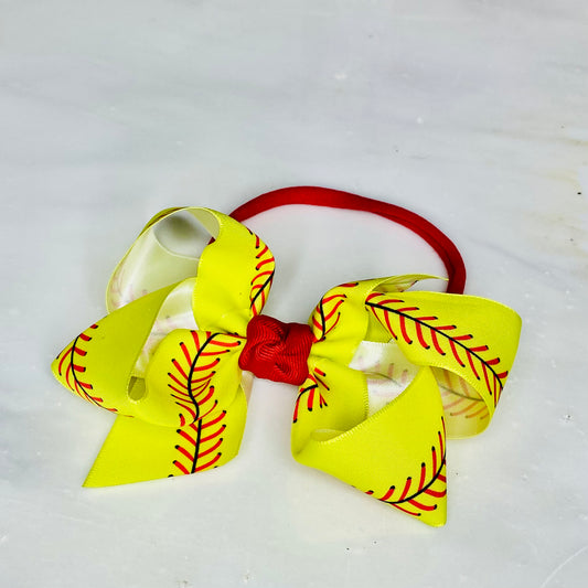 Beyond Creations Softball Headband, Neon Yellow and Red