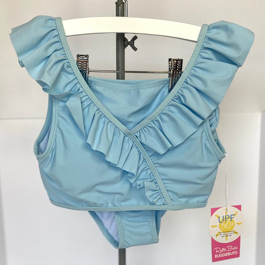 RuffleButts Sky Blue Flounce 2-Piece Bikini