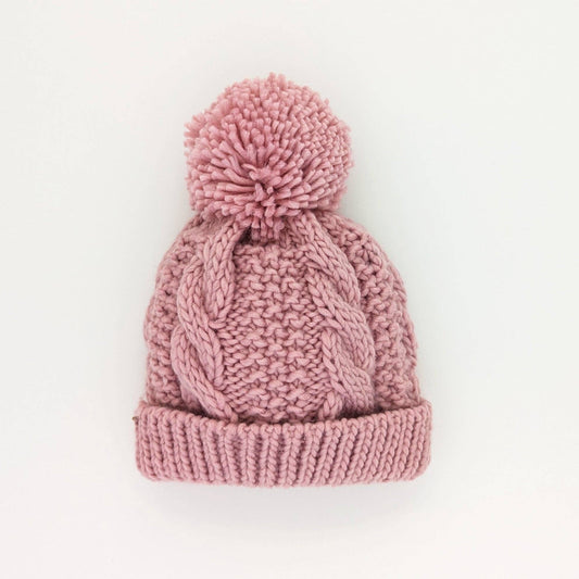 Rosy Pink Cable Beanie Hat Baby & Kids due July: M (6-24 months)