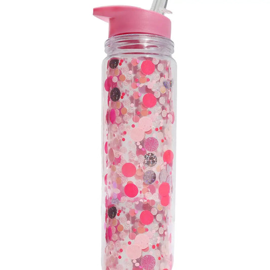 Confetti Party Water Bottle with Straw