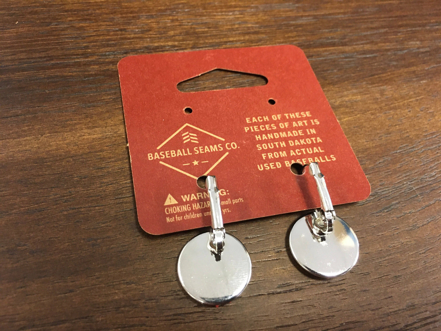 Baseball Seam Earrings: Silver (French Lever Back)