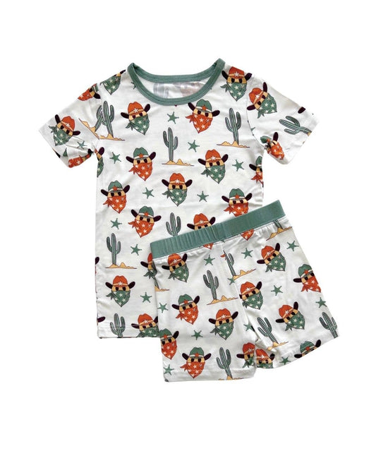 Bamboo Two Piece Shorts Set | Smiley Cowboy: 6-7Y