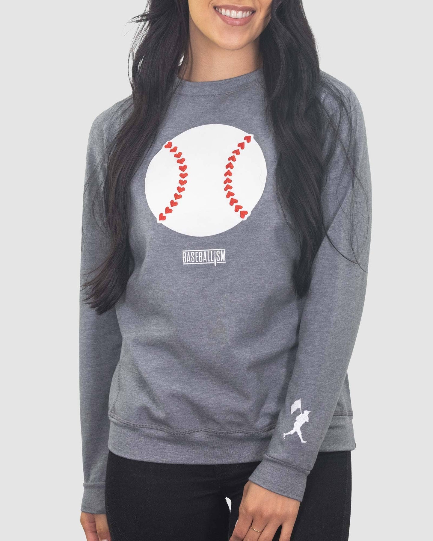 Stitched Heart Seams Baseball Crew Neck - Women's: Medium