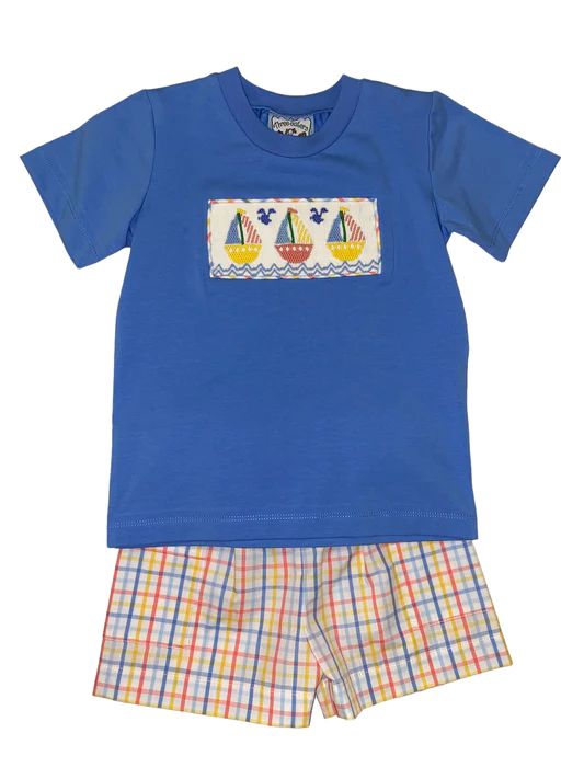 Sailboat Smocked Boys Short Set