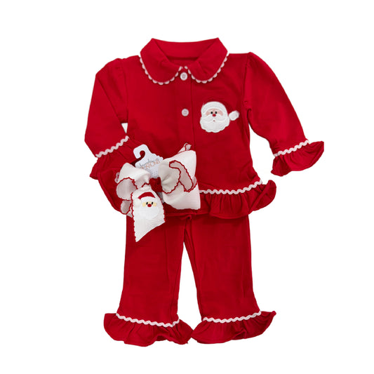 Be Mine Santa Red Button Up Loungewear (Girls)