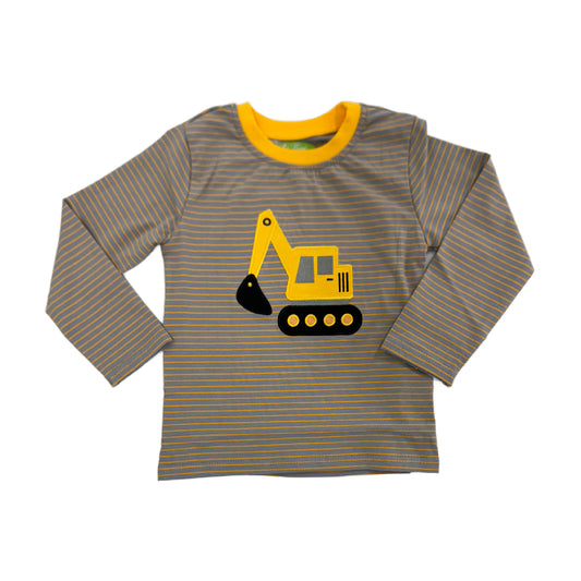 Be Mine Excavator Applique Longsleeve Shirt (Boy)